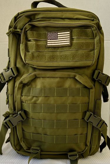 9986 TACTICAL BACKPACK WITH MOLLEY STRAPPING AND EXPANDABLE POUCHES.